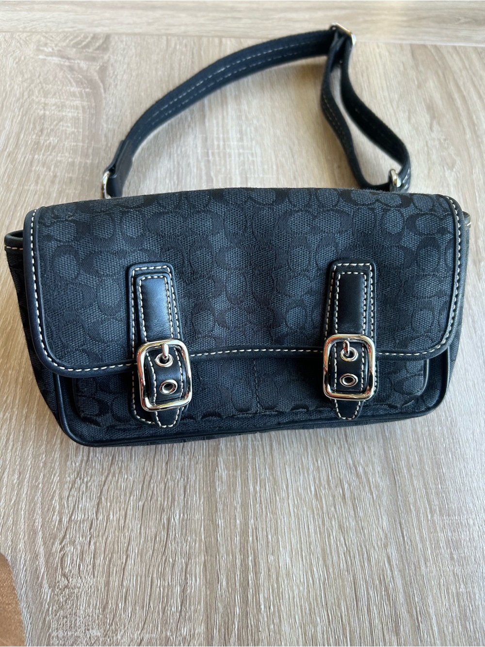 Coach Black Signature Canvas Body Belt Bum Bag Fanny Pack